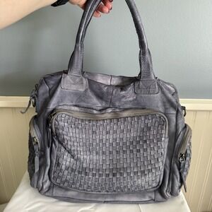 Latico Leather Medium Gray Woven Leather Crossbody Shoulder Bag Purse
